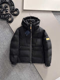 BLACK PADDED PUFFER JACKET WITH HOOD