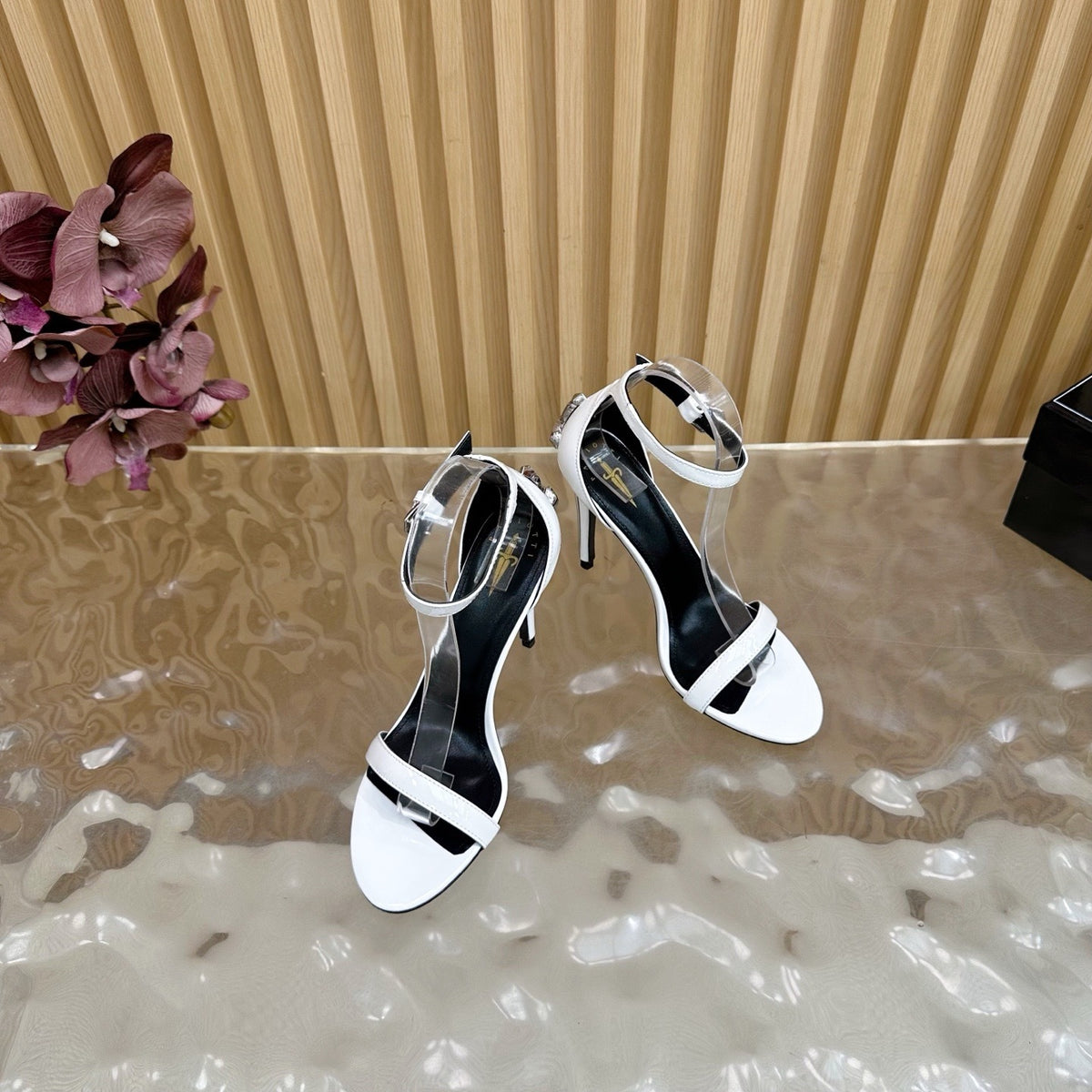 PATENT WHITE STILETTO SANDALS – ELEGANT MINIMALIST EDITION