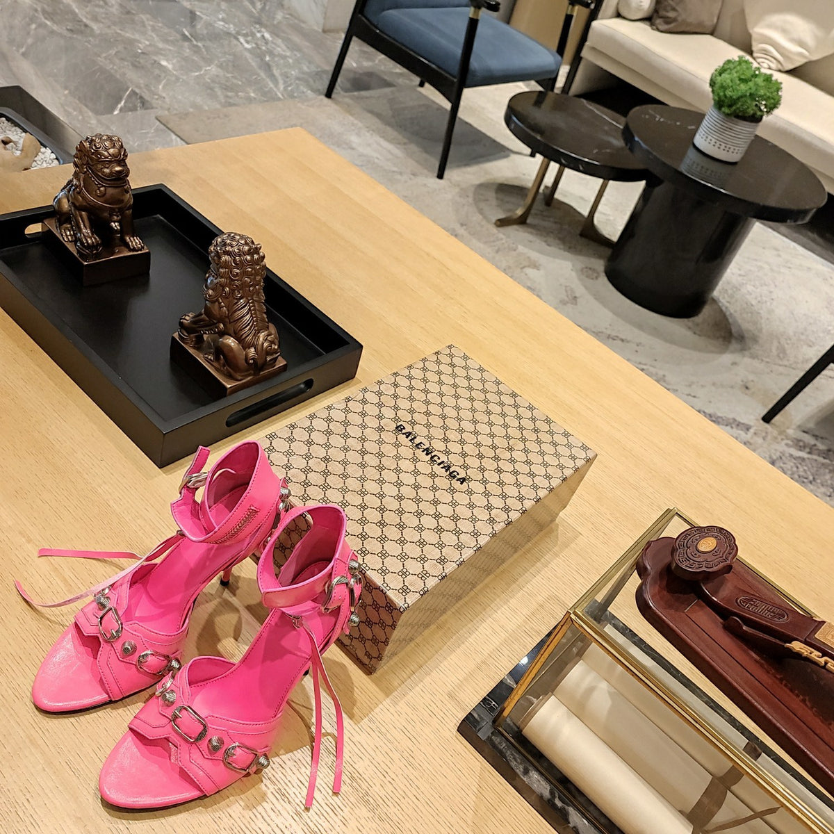 HOT PINK BUCKLE STRAP HIGH HEEL SANDALS