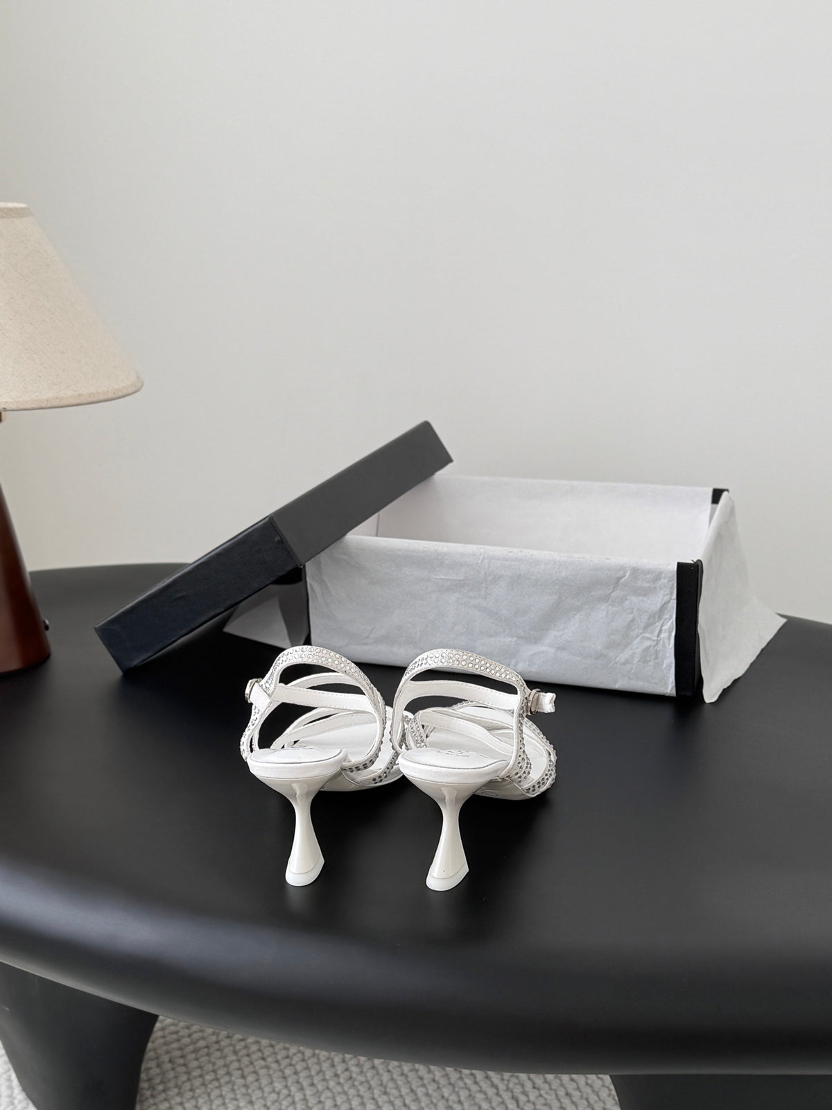 WHITE STRAPPY HEEL SANDALS