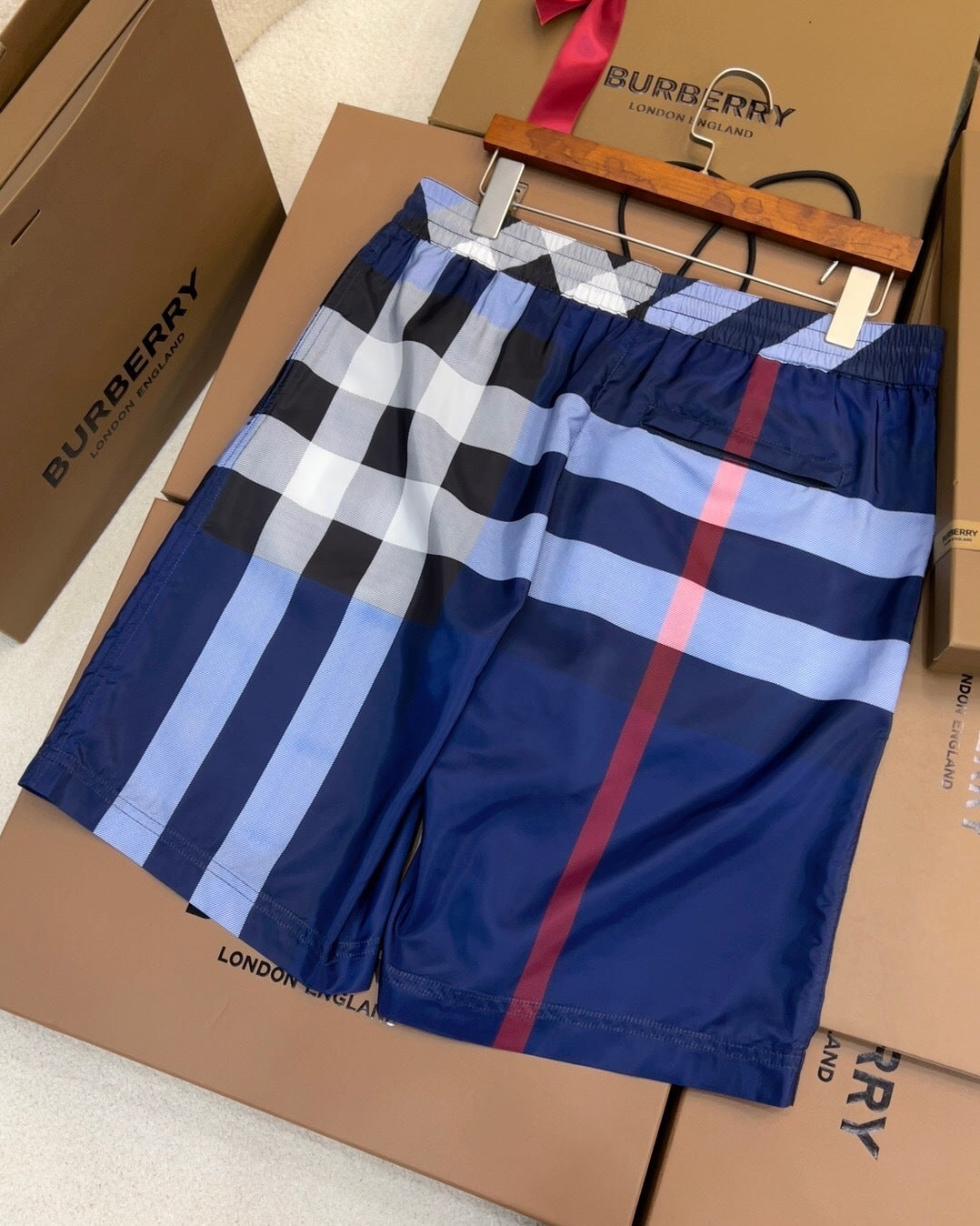 CHECK PRINT SWIM SHORTS – NAVY EDITION