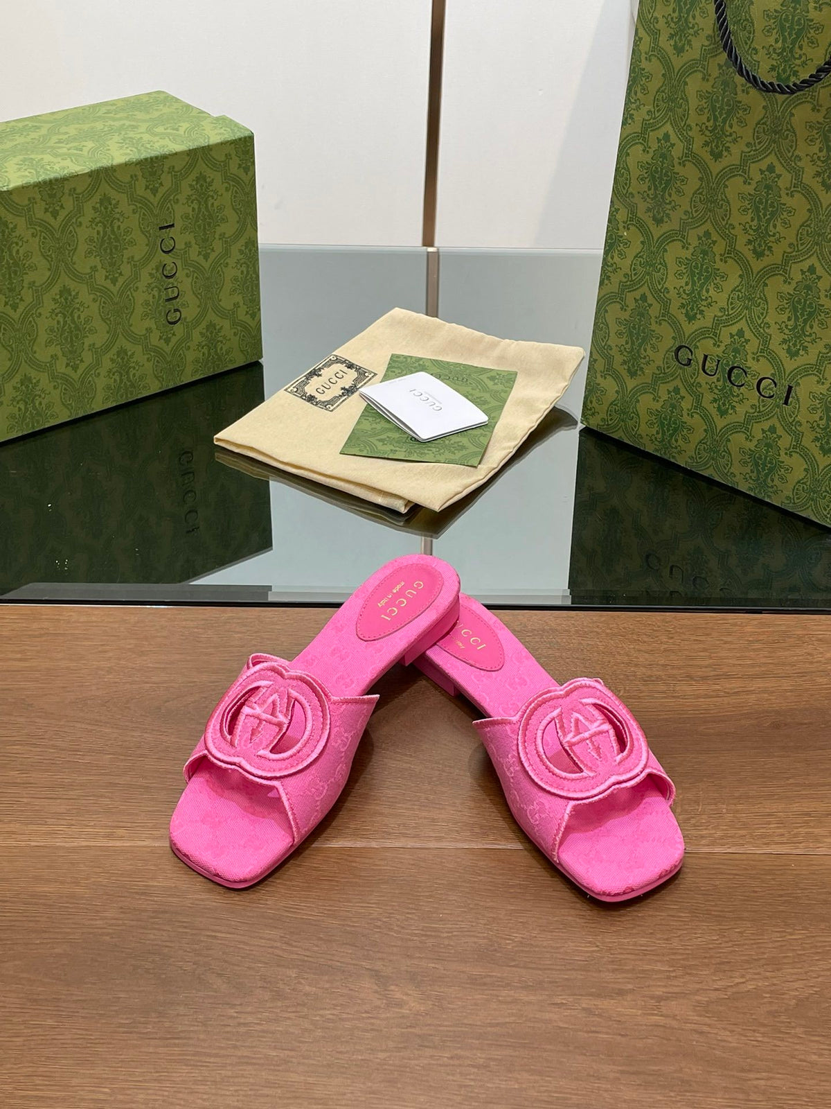 PINK EMBOSSED LOGO SLIDES