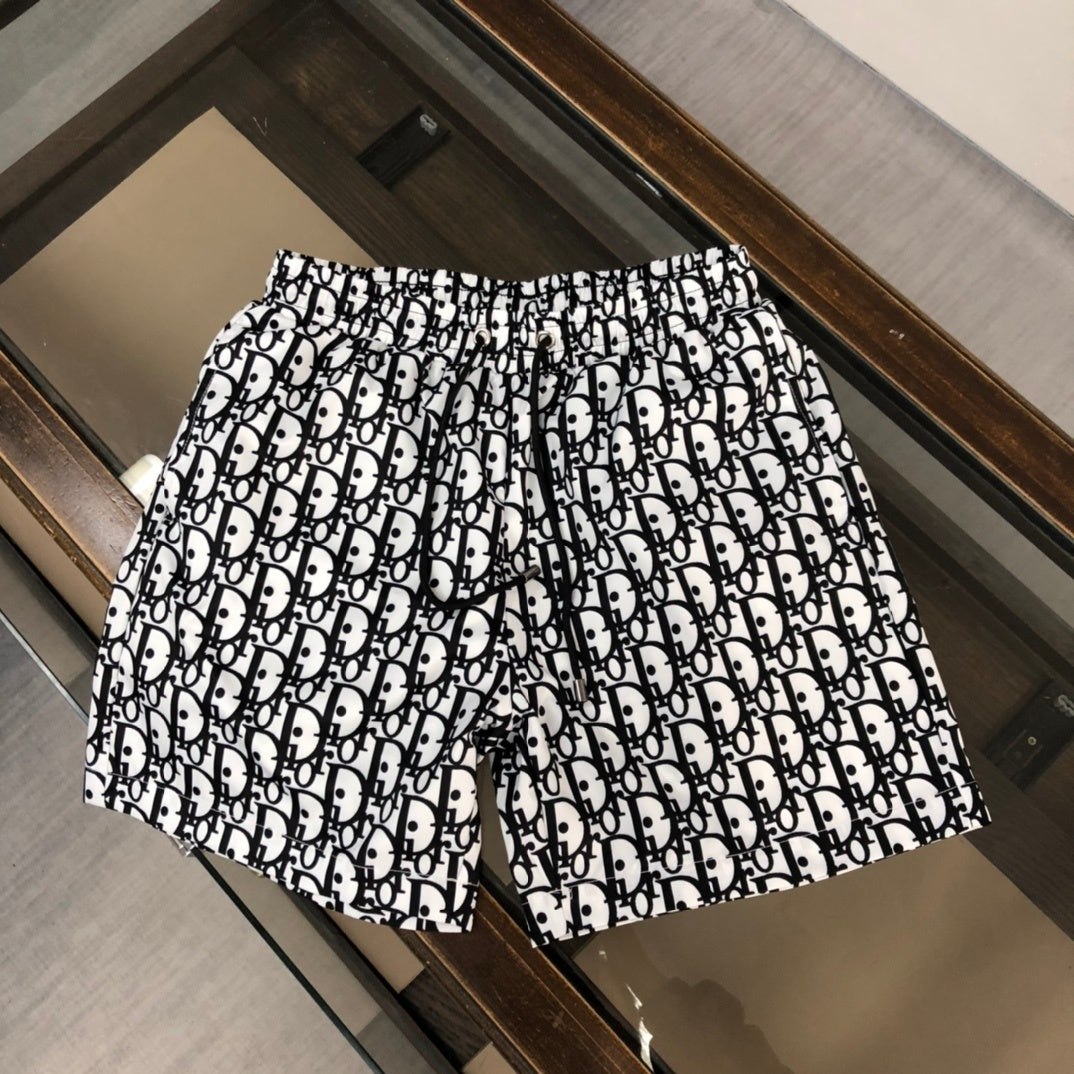 MONOGRAM SWIM SHORTS – BLACK & WHITE