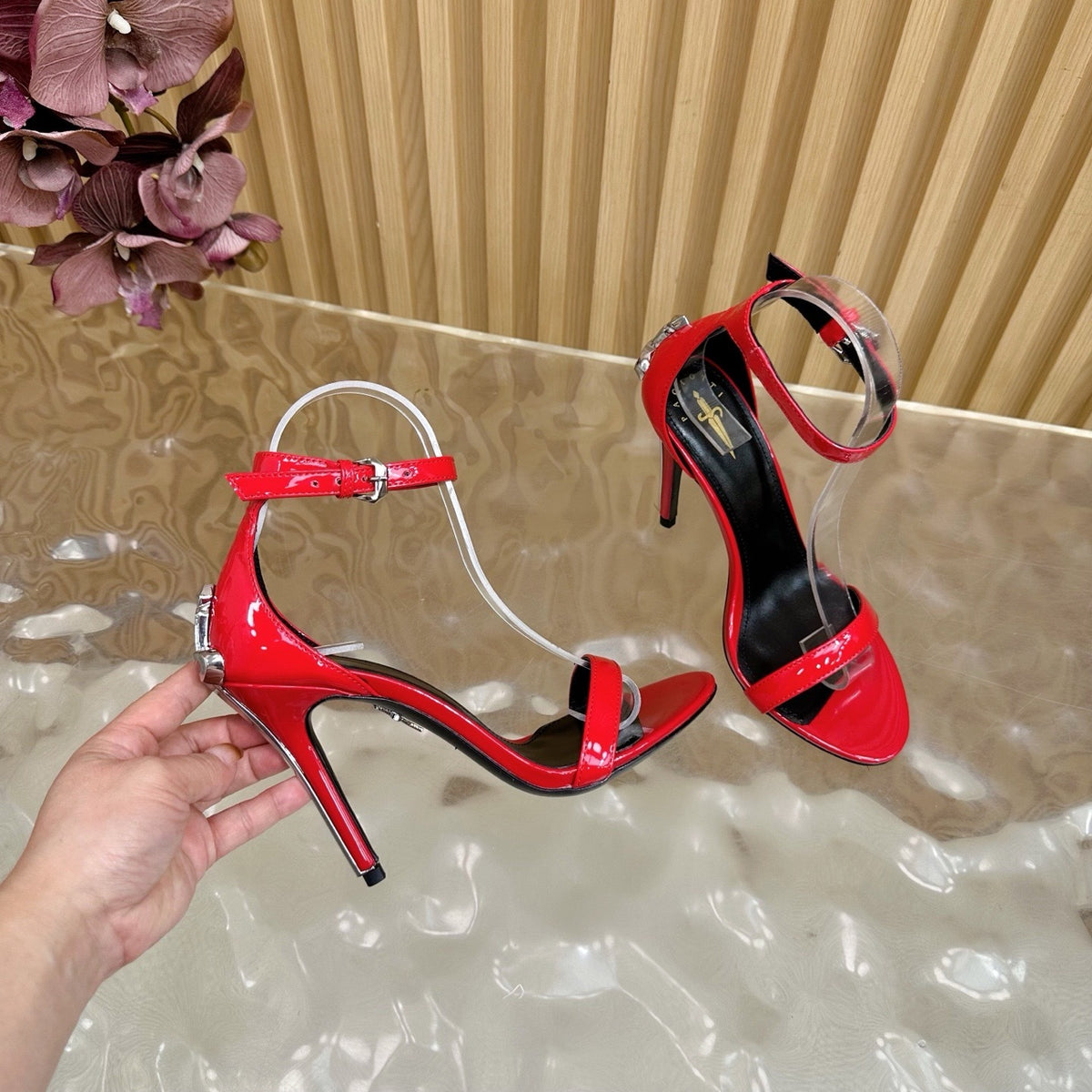 PATENT RED STILETTO SANDALS – GLAM NIGHT EDITION