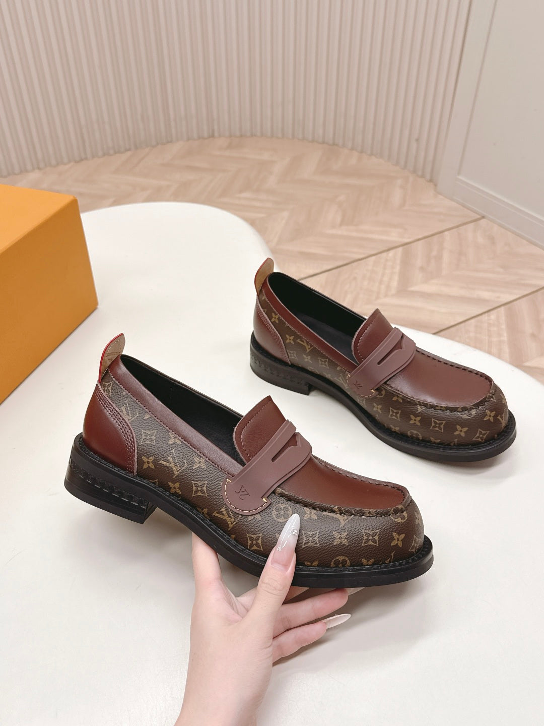 BROWN MONOGRAM CLASSIC PENNY LOAFERS
