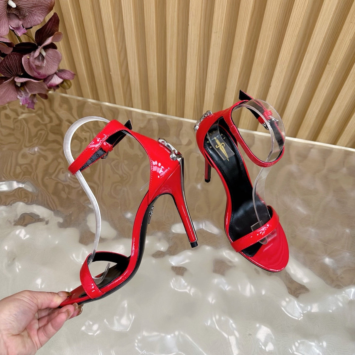 PATENT RED STILETTO SANDALS – GLAM NIGHT EDITION