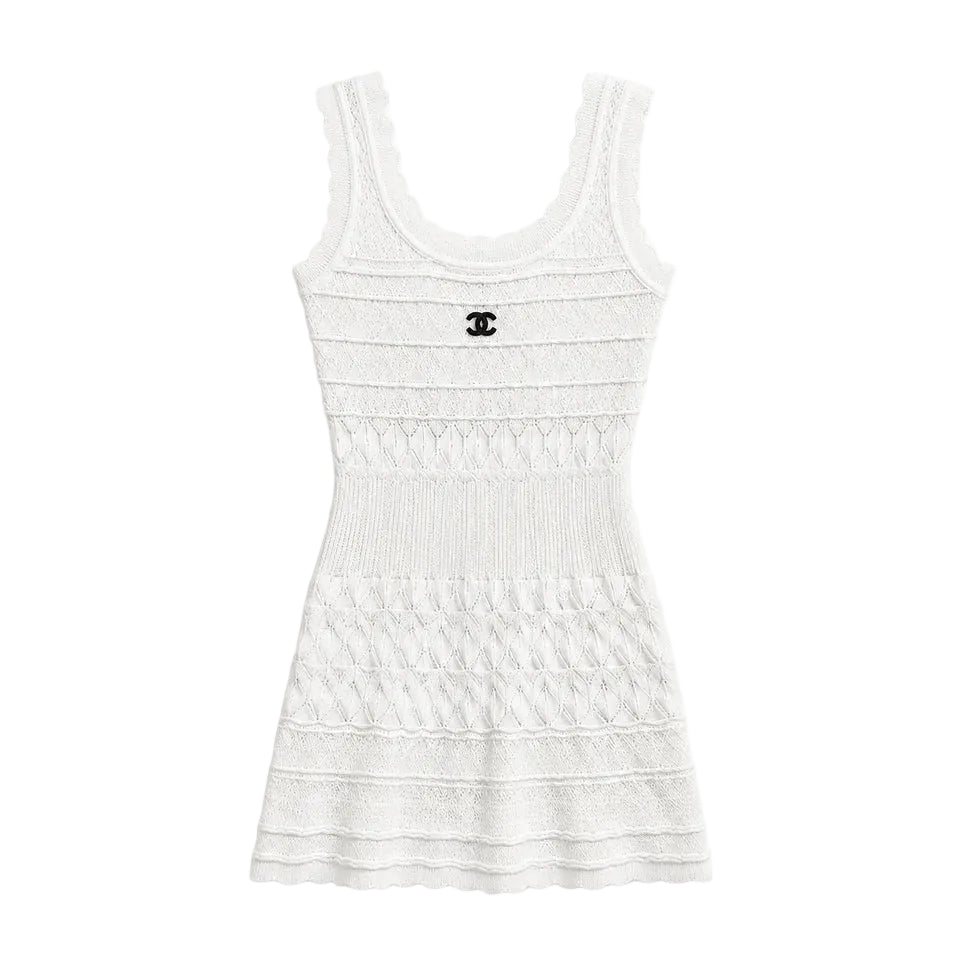 WHITE KNIT MINI DRESS