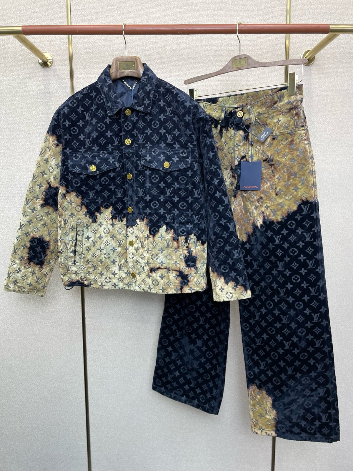 MONOGRAM WASHED DENIM JACKET & PANTS SET