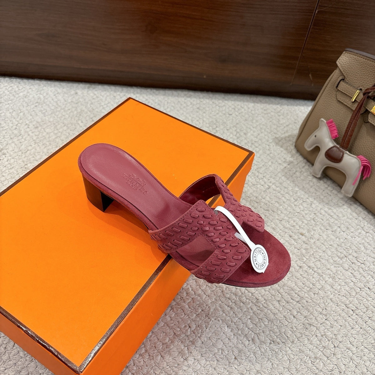 ROSE SUEDE HEELED SLIDE SANDALS