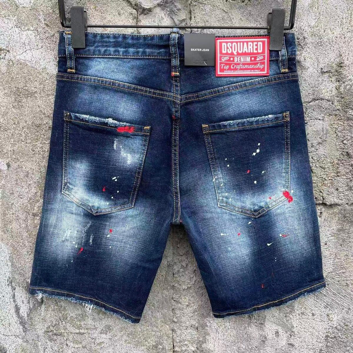 DISTRESSED PATCH DENIM SHORTS