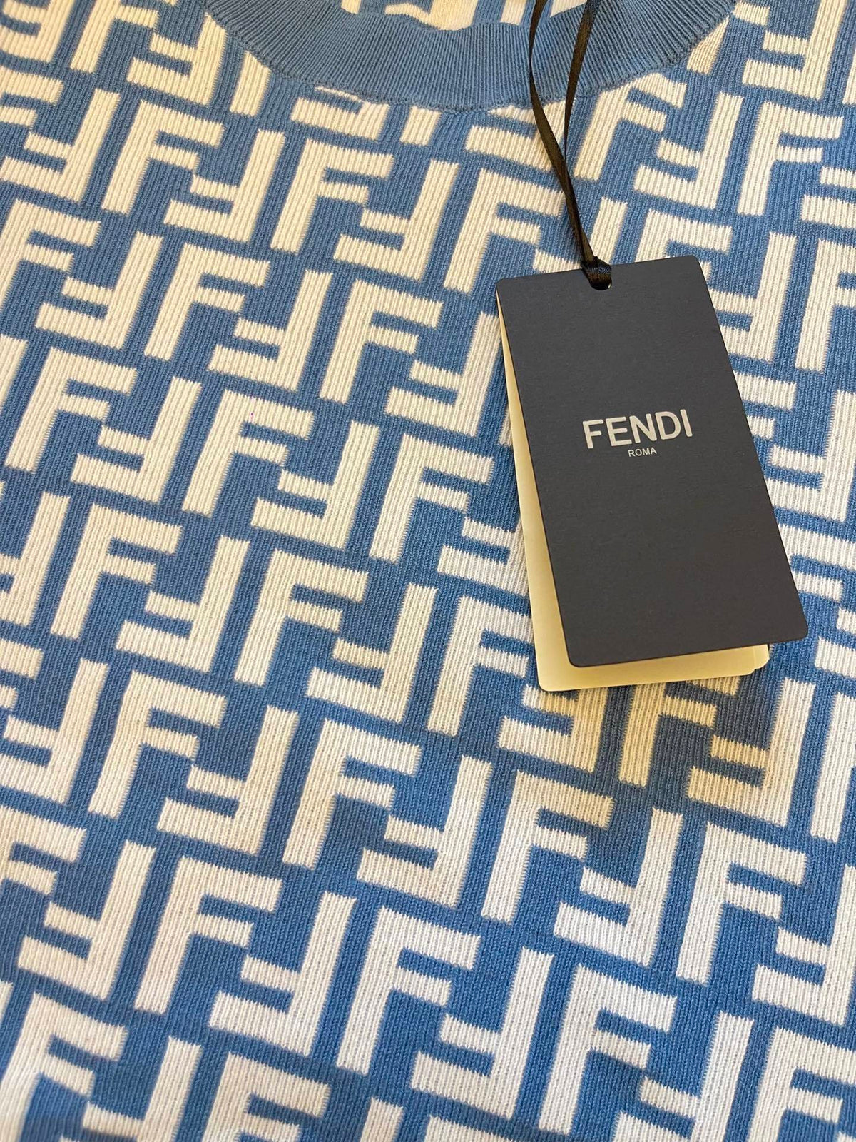 FENDI MONOGRAM KNIT TOP & DENIM SHORT SET